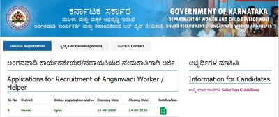 WCD Haveri Recruitment 2020: ಅಂಗನವಾಡಿಯಲ್ಲಿ 168 ಹುದ್ದೆಗಳ ನೇಮಕಾತಿ. ಸೆ.14ರೊಳಗೆ ಅರ್ಜಿ ಹಾಕಿ