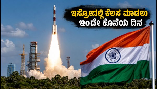 ಇಸ್ರೋದಲ್ಲಿ ಕೆಲಸ ಮಾಡಲು ಇಂದೇ ಕೊನೆಯ ಅವಕಾಶ ಇಸ್ರೋದಲ್ಲಿ ಕೆಲಸ ಮಾಡಲು ಇಂದೇ ಕೊನೆಯ ಅವಕಾಶ