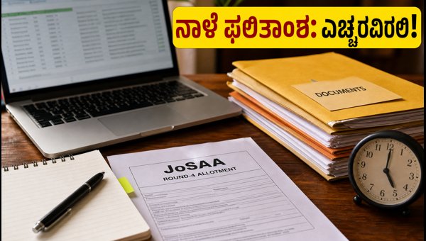 JoSAA 4ನೇ ಸುತ್ತಿನ ಫಲಿತಾಂಶ: ವಿದ್ಯಾರ್ಥಿಗಳು ಗಮನಿಸಿ JoSAA 4ನೇ ಸುತ್ತಿನ ಫಲಿತಾಂಶ: ವಿದ್ಯಾರ್ಥಿಗಳು ಗಮನಿಸಿ