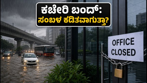 ಮಳೆಯಿಂದ ಕಚೇರಿ ಬಂದ್: ಸಂಬಳ ಕಡಿತವಾಗುತ್ತಾ? ಮಳೆಯಿಂದ ಕಚೇರಿ ಬಂದ್: ಸಂಬಳ ಕಡಿತವಾಗುತ್ತಾ?