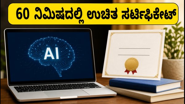 ಕೇವಲ 60 ನಿಮಿಷದಲ್ಲಿ ಉಚಿತ AI ಸರ್ಟಿಫಿಕೇಟ್