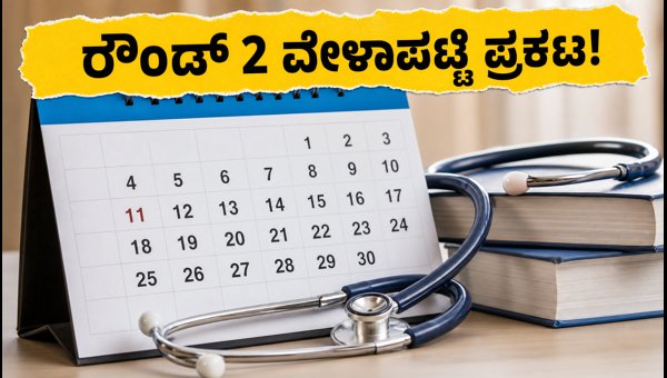 NEET UG ರೌಂಡ್ 2 ಕೌನ್ಸೆಲಿಂಗ್: ಸಂಪೂರ್ಣ ವೇಳಾಪಟ್ಟಿ ಪ್ರಕಟ! NEET UG ರೌಂಡ್ 2 ಕೌನ್ಸೆಲಿಂಗ್: ಸಂಪೂರ್ಣ ವೇಳಾಪಟ್ಟಿ ಪ್ರಕಟ!