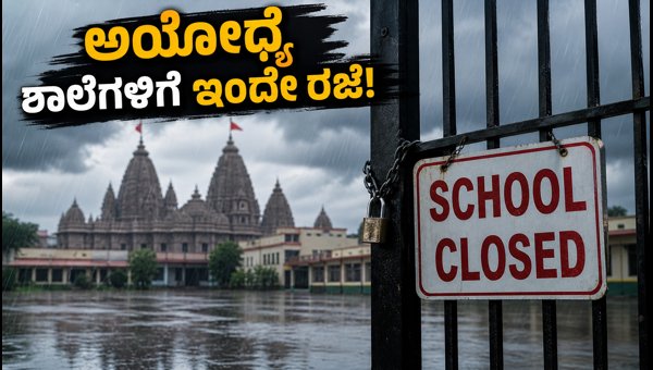 ಅಯೋಧ್ಯೆಯಲ್ಲಿ ಭಾರೀ ಮಳೆ: ಶಾಲೆಗಳಿಗೆ ರಜೆ ಘೋಷಣೆ! ಅಯೋಧ್ಯೆಯಲ್ಲಿ ಭಾರೀ ಮಳೆ: ಶಾಲೆಗಳಿಗೆ ರಜೆ ಘೋಷಣೆ!