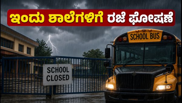 ಇಂದು ಶಾಲೆಗಳಿಗೆ ರಜೆ: ಜಿಲ್ಲೆಗಳ ಪಟ್ಟಿ ಇಲ್ಲಿದೆ