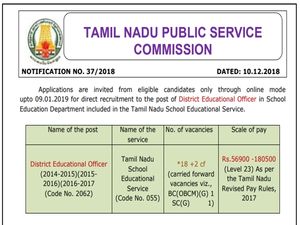 ரூ.1.80 லட்சம் ஊதியத்தில் மாவட்ட கல்வி அதிகாரி பணி - டிஎன்பிஎஸ்சி!